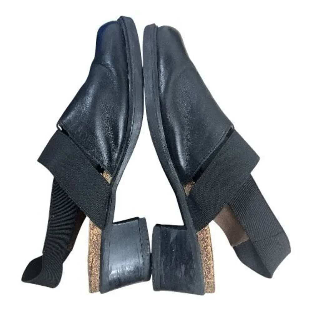 Naot Women Brown Leather Mule Size 7.5 (38 EU Slingback Block Heel Wedge Slip On
